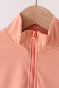 Scalloped zipper active set - Coral