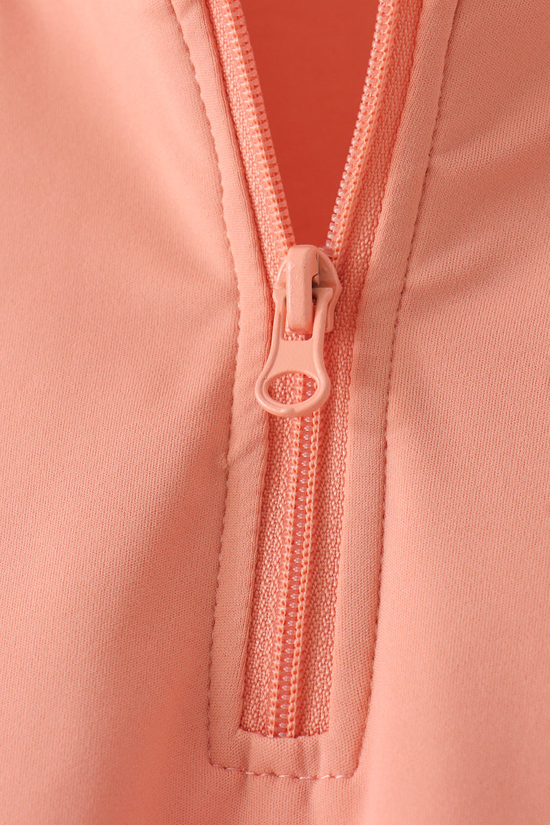 Scalloped zipper active set - Coral