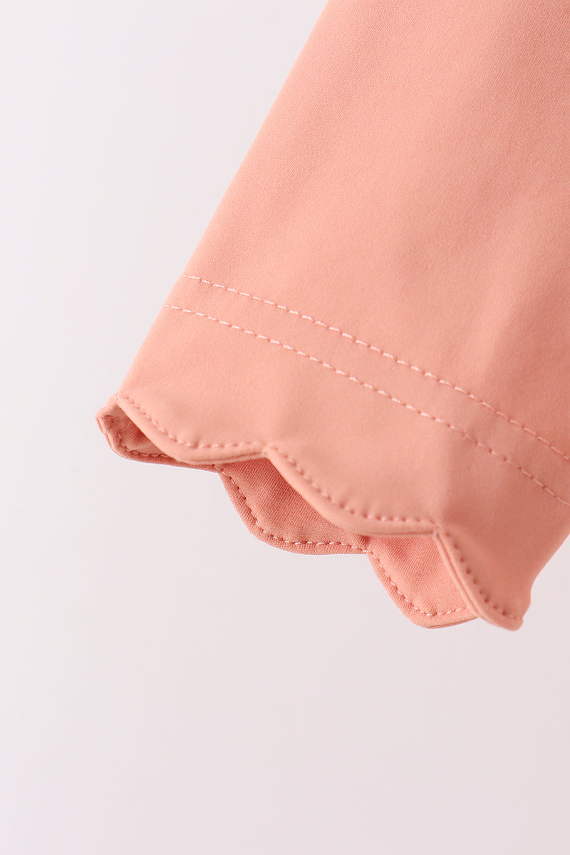 Scalloped zipper active set - Coral