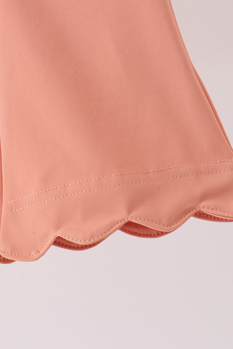 Scalloped zipper active set - Coral