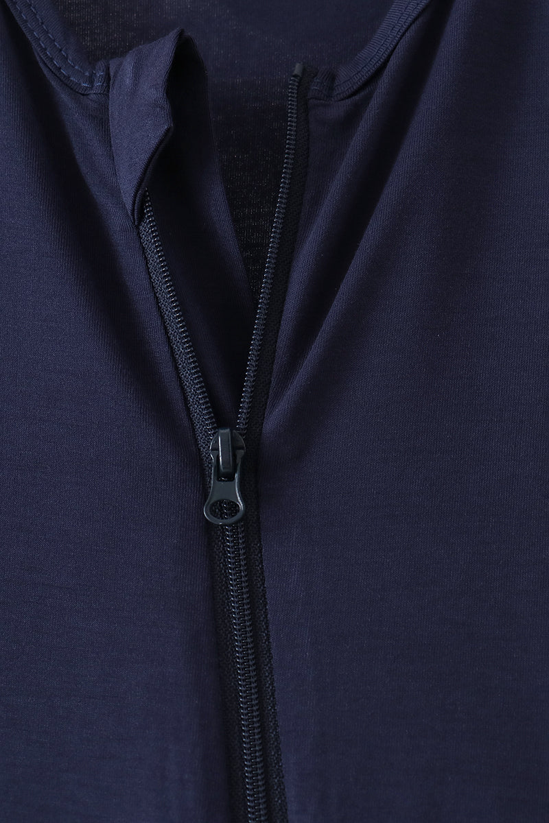 Zipper bamboo anti-slip romper - Navy