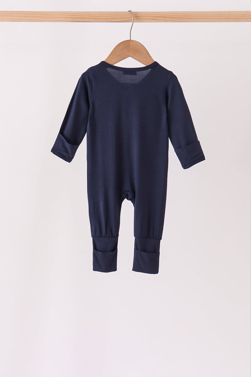 Zipper bamboo romper - Navy