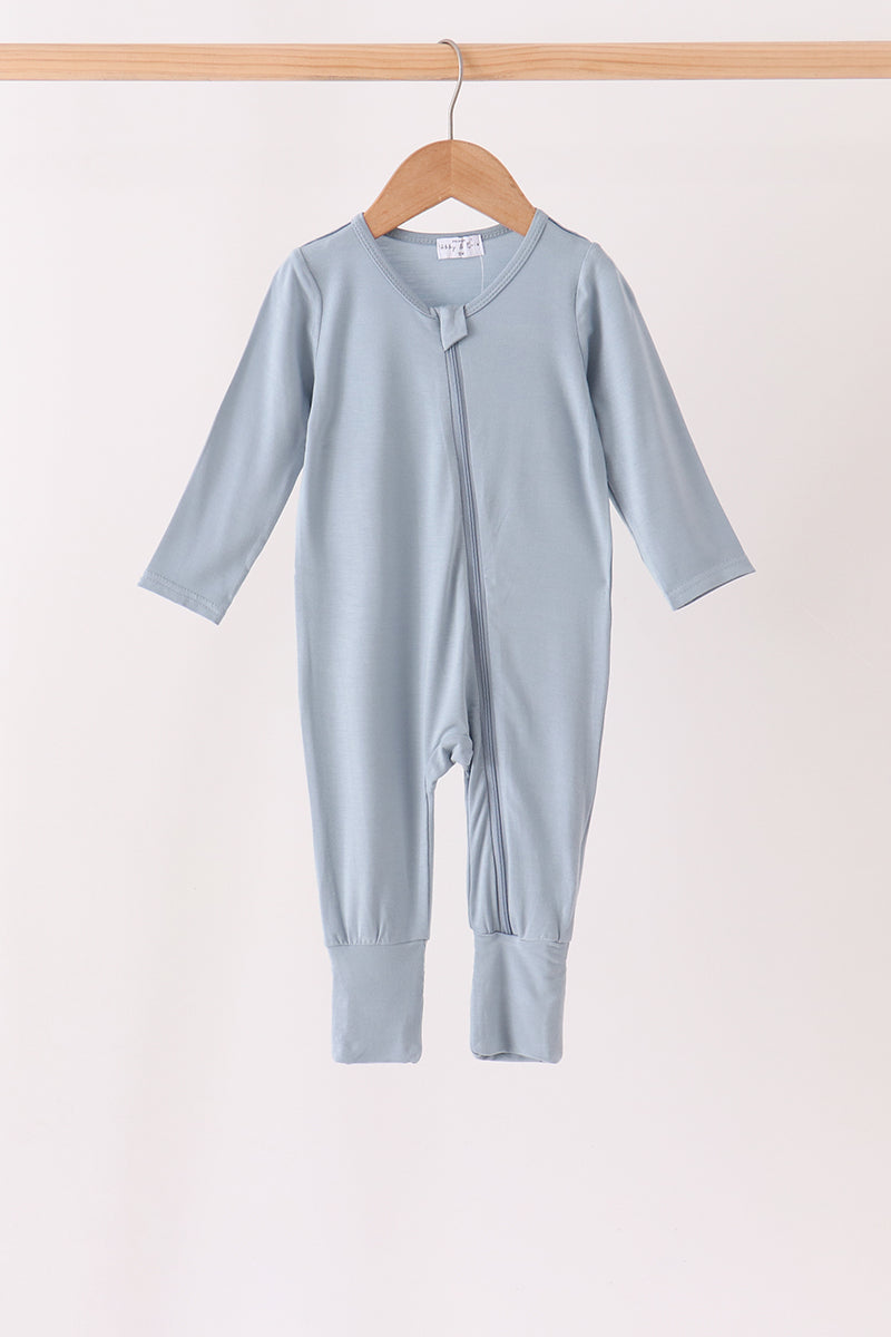 Zipper bamboo anti-slip romper - Blue
