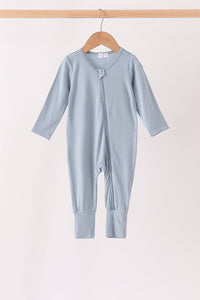 Zipper bamboo anti-slip romper - Blue