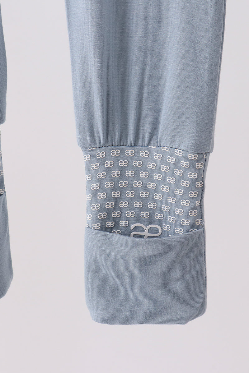 Zipper bamboo anti-slip romper - Blue
