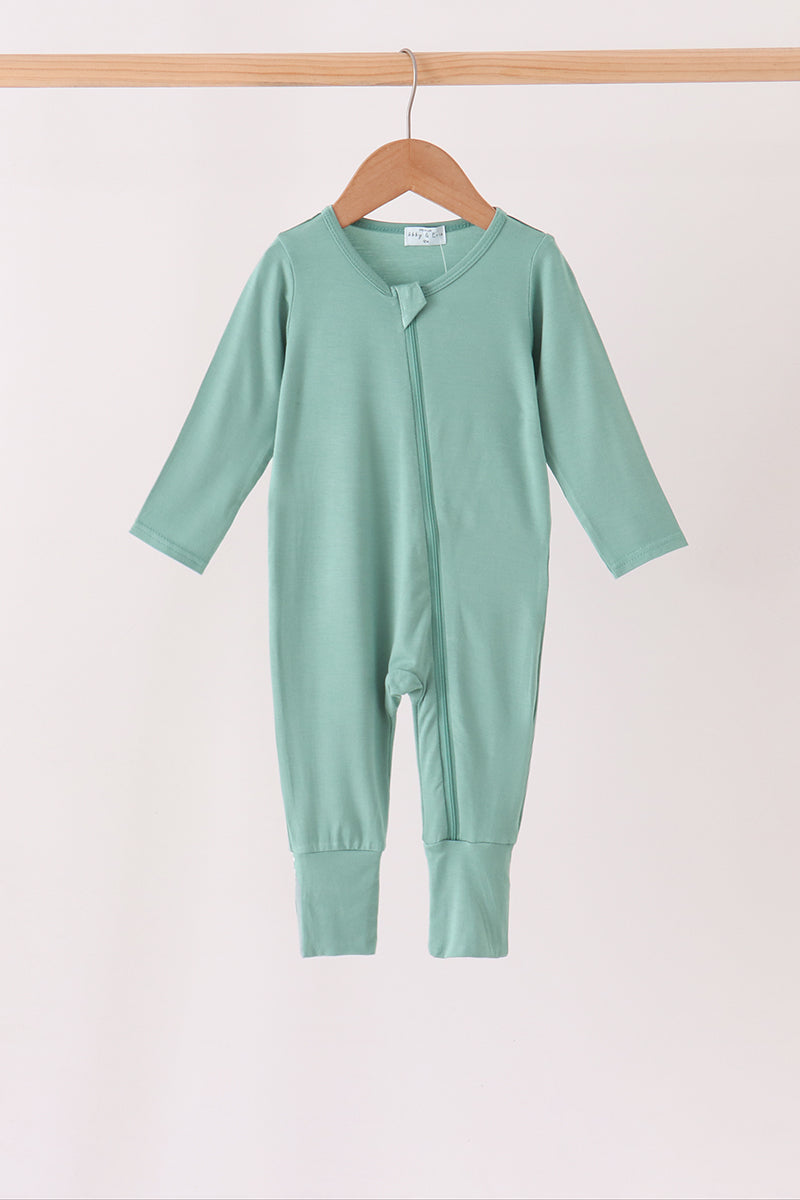 Zipper bamboo anti-slip romper - Sage