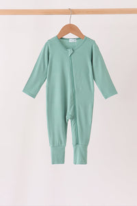 Zipper bamboo anti-slip romper - Sage