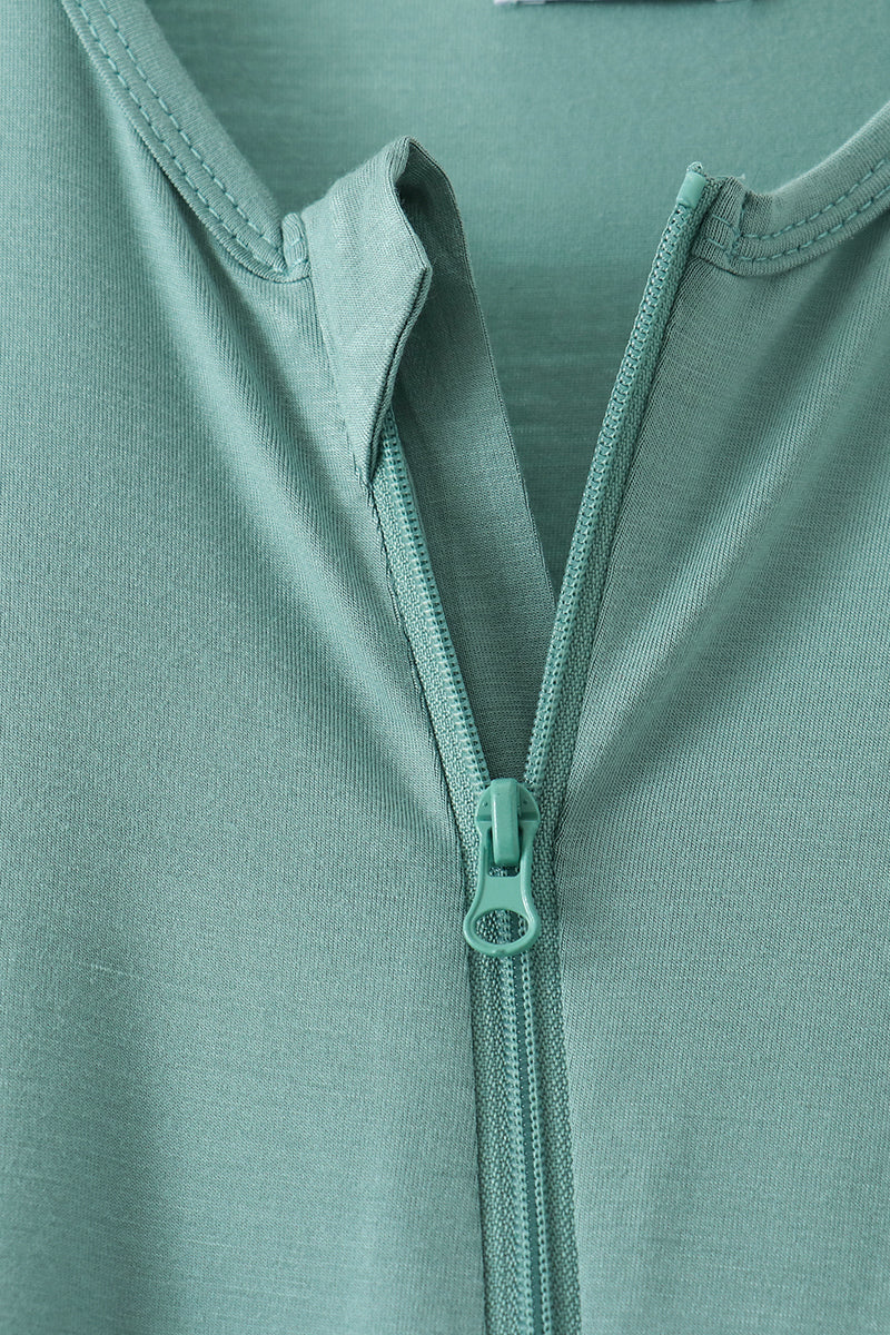 Zipper bamboo anti-slip romper - Sage