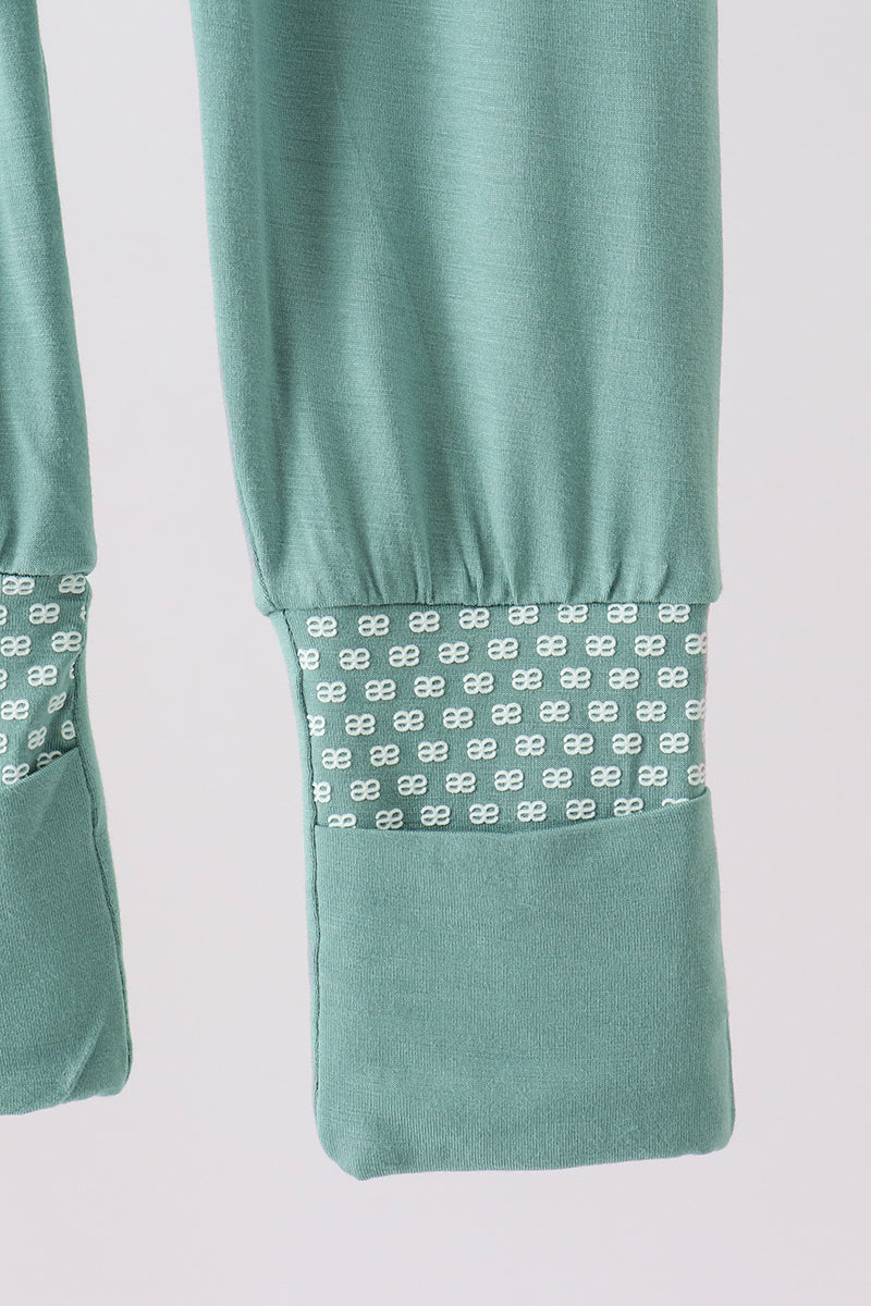 Zipper bamboo anti-slip romper - Sage