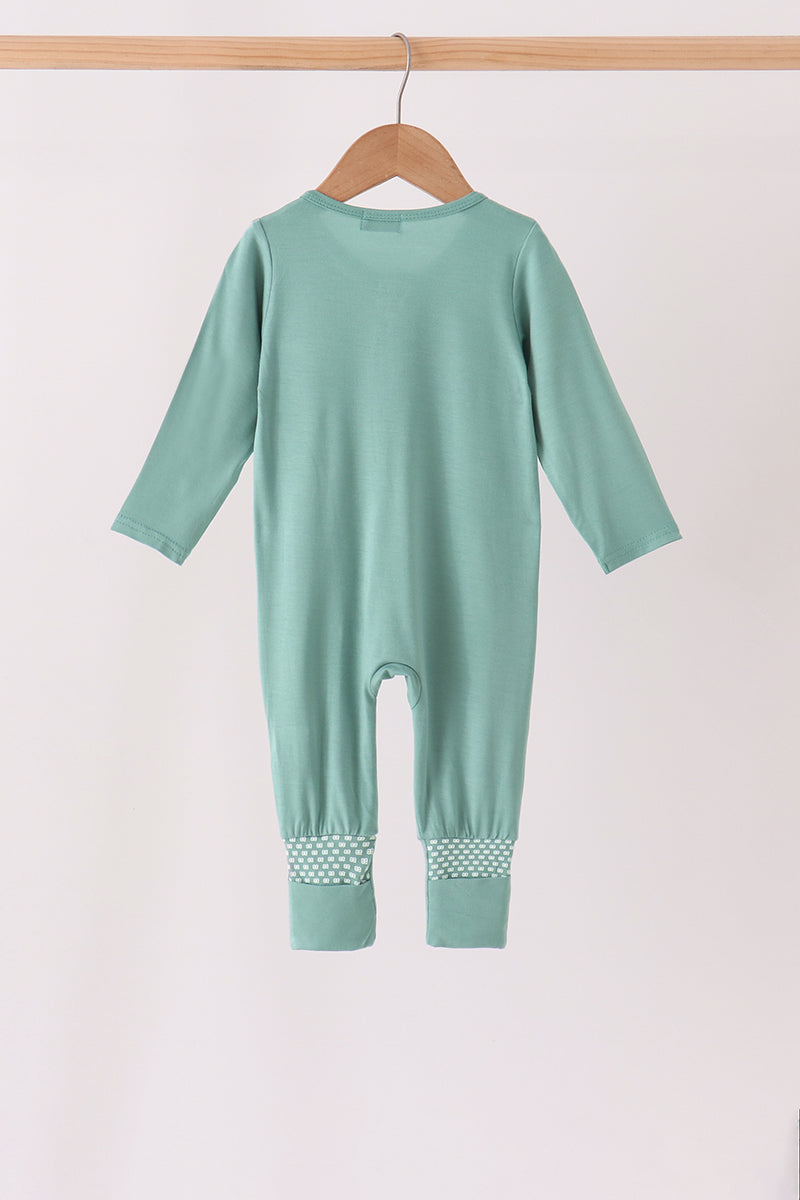 Zipper bamboo anti-slip romper - Sage