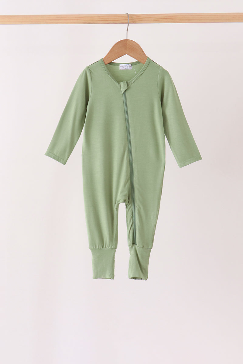 Zipper bamboo anti-slip romper - Green
