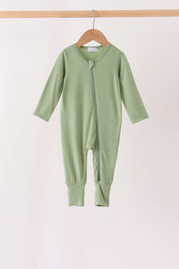 Zipper bamboo anti-slip romper - Green
