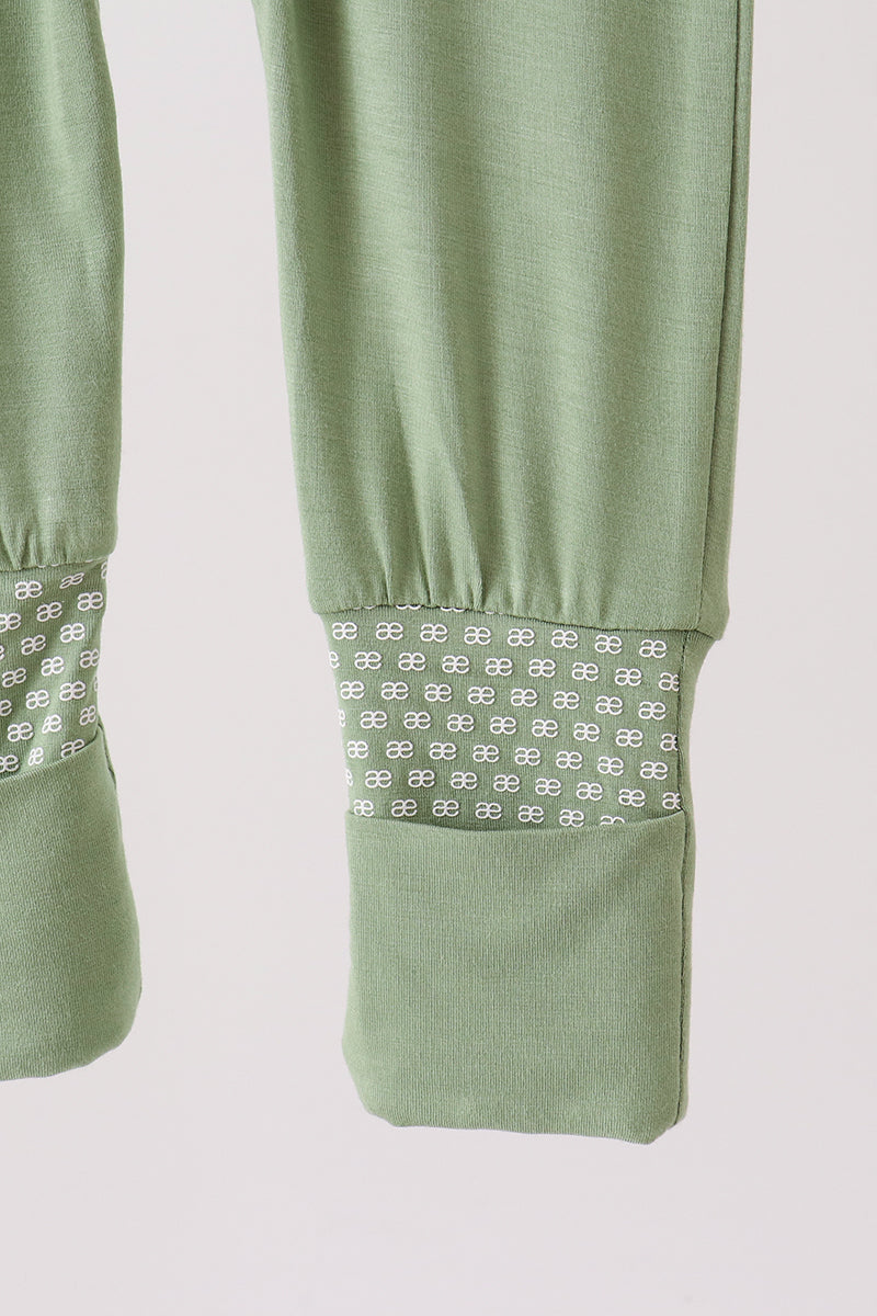 Zipper bamboo anti-slip romper - Green