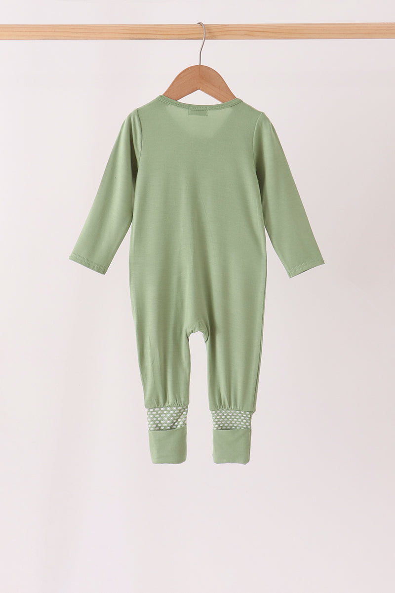 Zipper bamboo anti-slip romper - Green