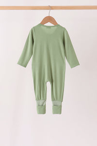 Zipper bamboo anti-slip romper - Green