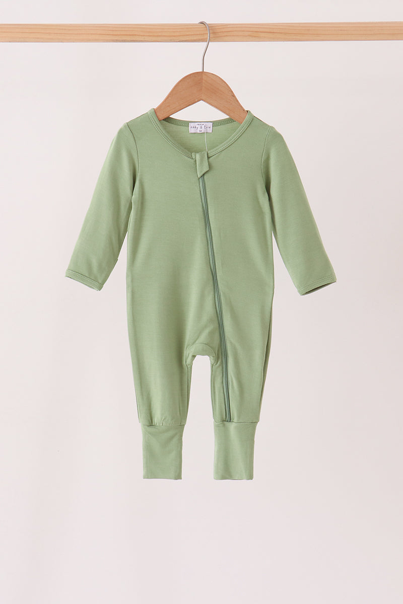 Zipper bamboo romper - Green