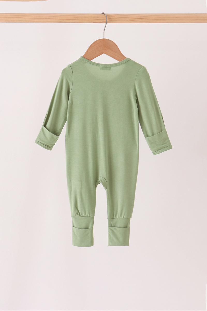 Zipper bamboo romper - Green