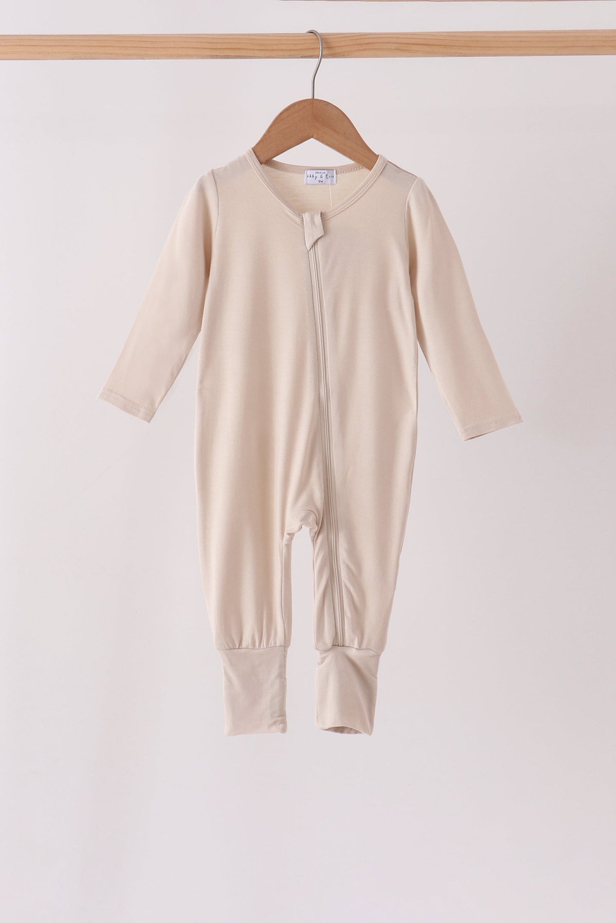 Zipper bamboo anti-slip romper - Beige