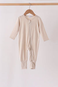 Zipper bamboo anti-slip romper - Beige