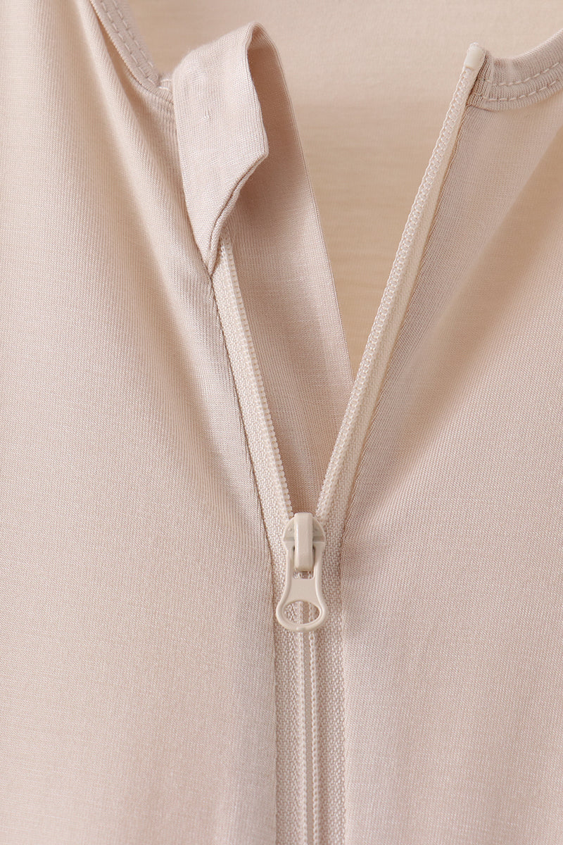 Zipper bamboo anti-slip romper - Beige