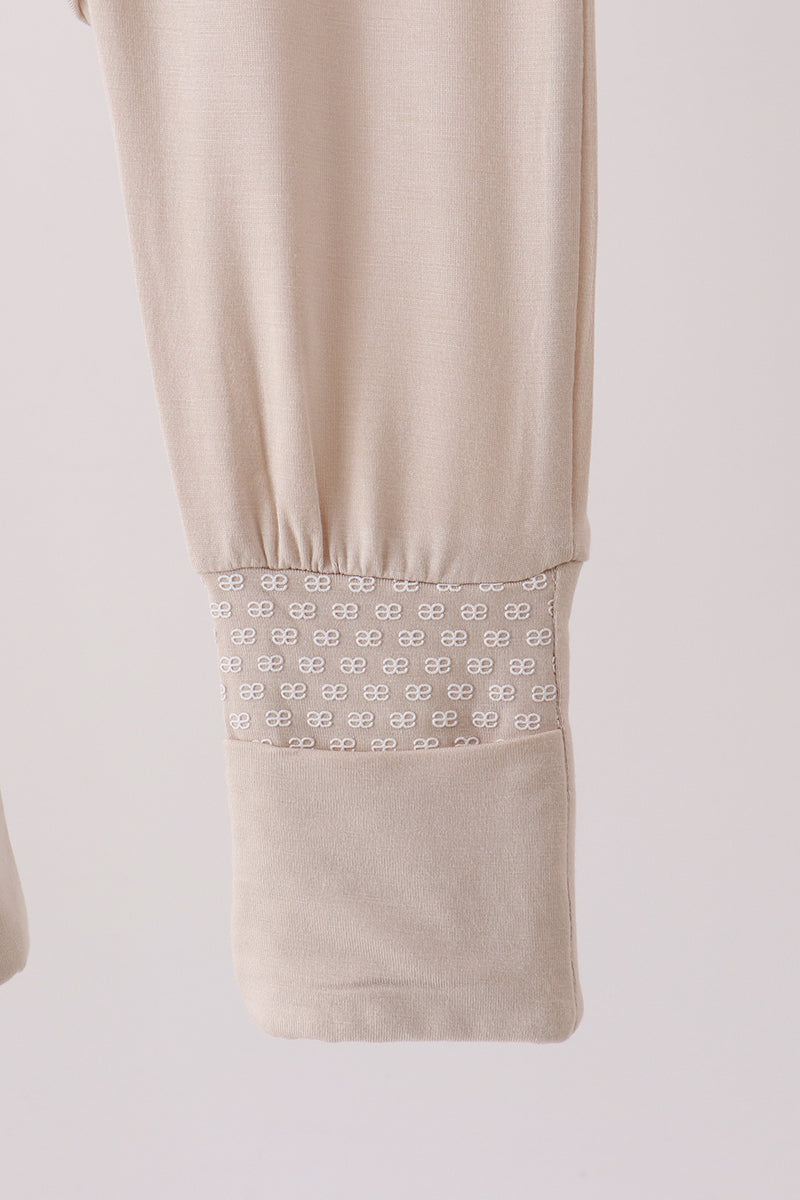 Zipper bamboo anti-slip romper - Beige