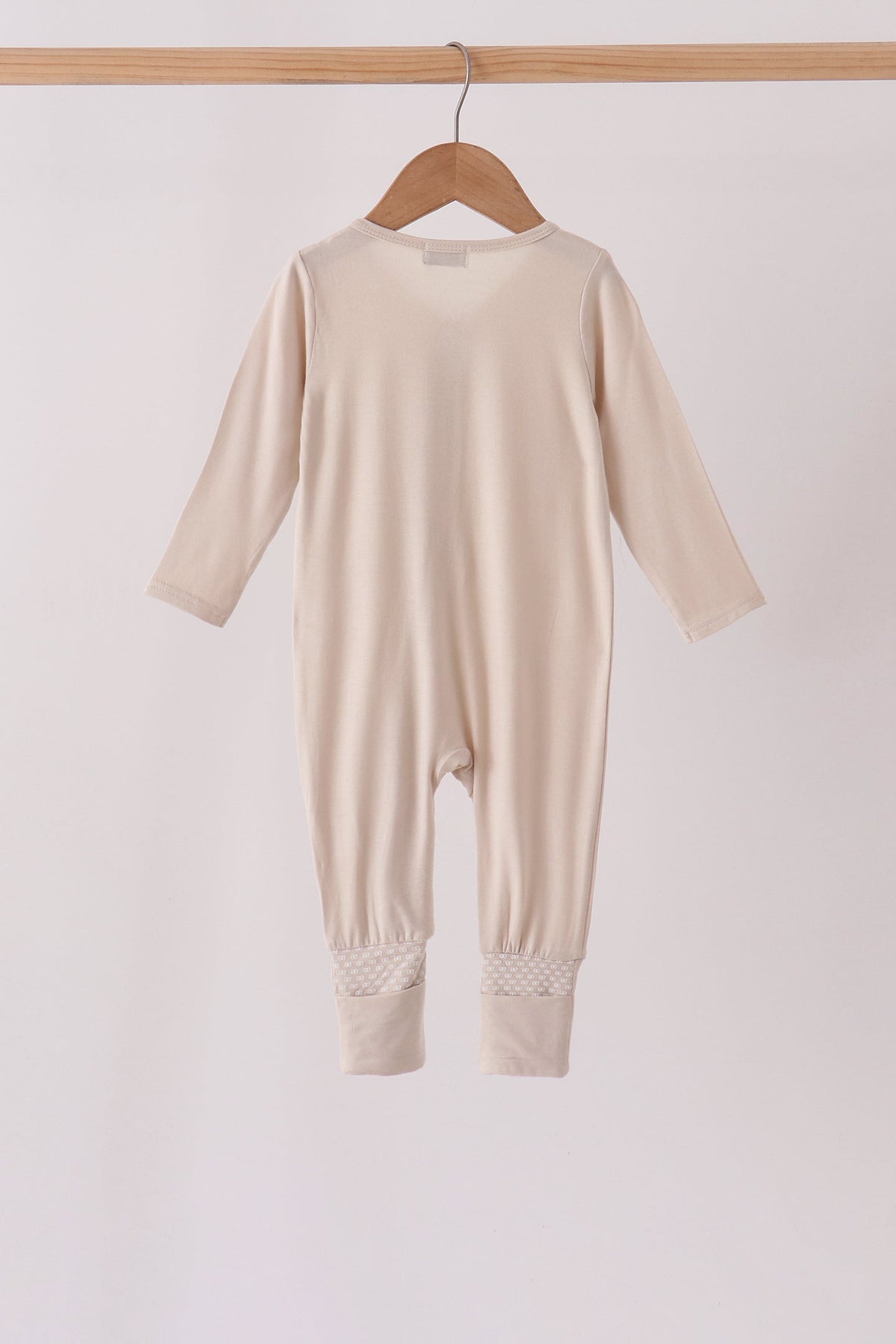 Zipper bamboo anti-slip romper - Beige