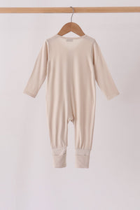 Zipper bamboo anti-slip romper - Beige