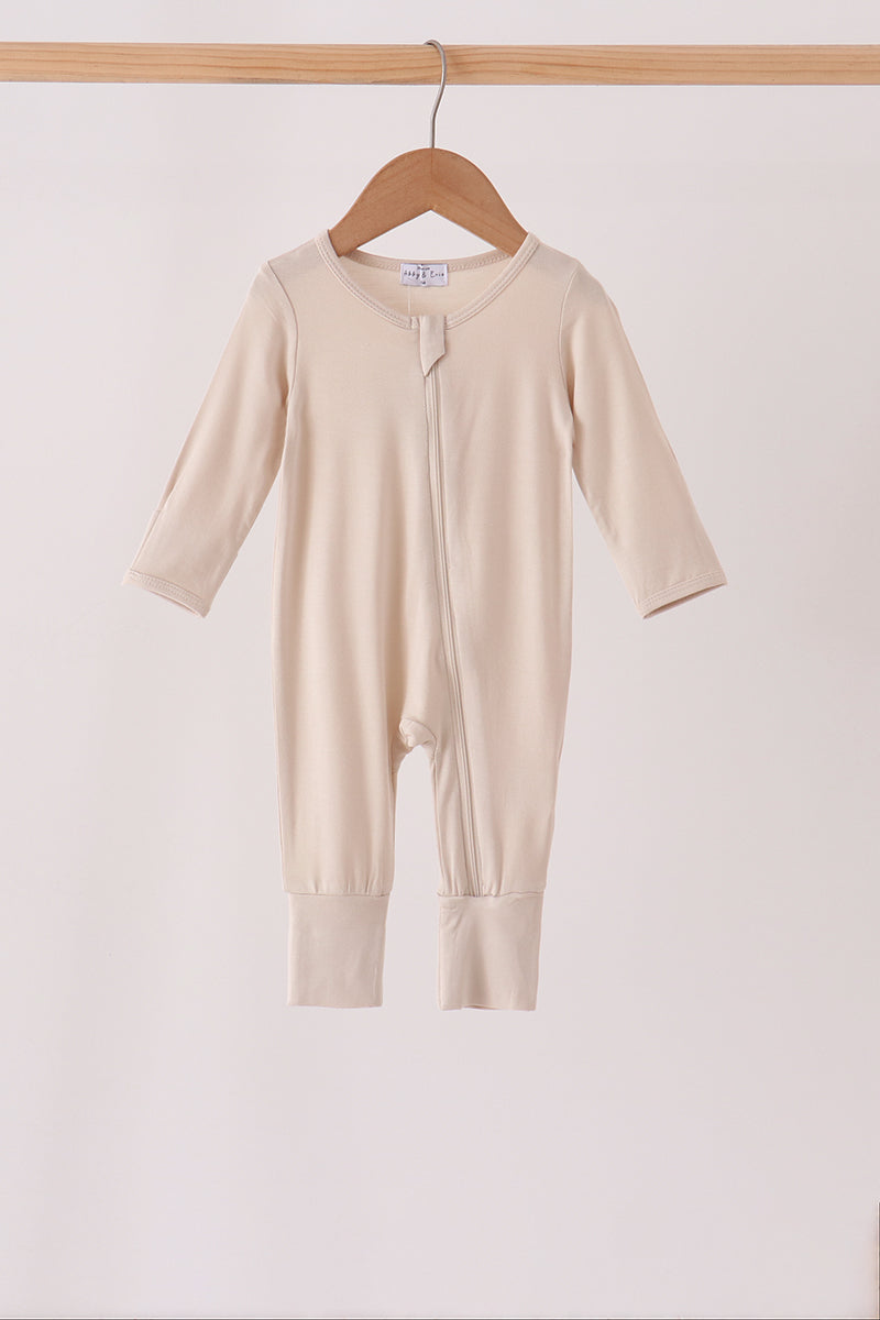 Zipper bamboo romper - Beige
