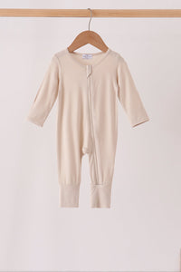 Zipper bamboo romper - Beige