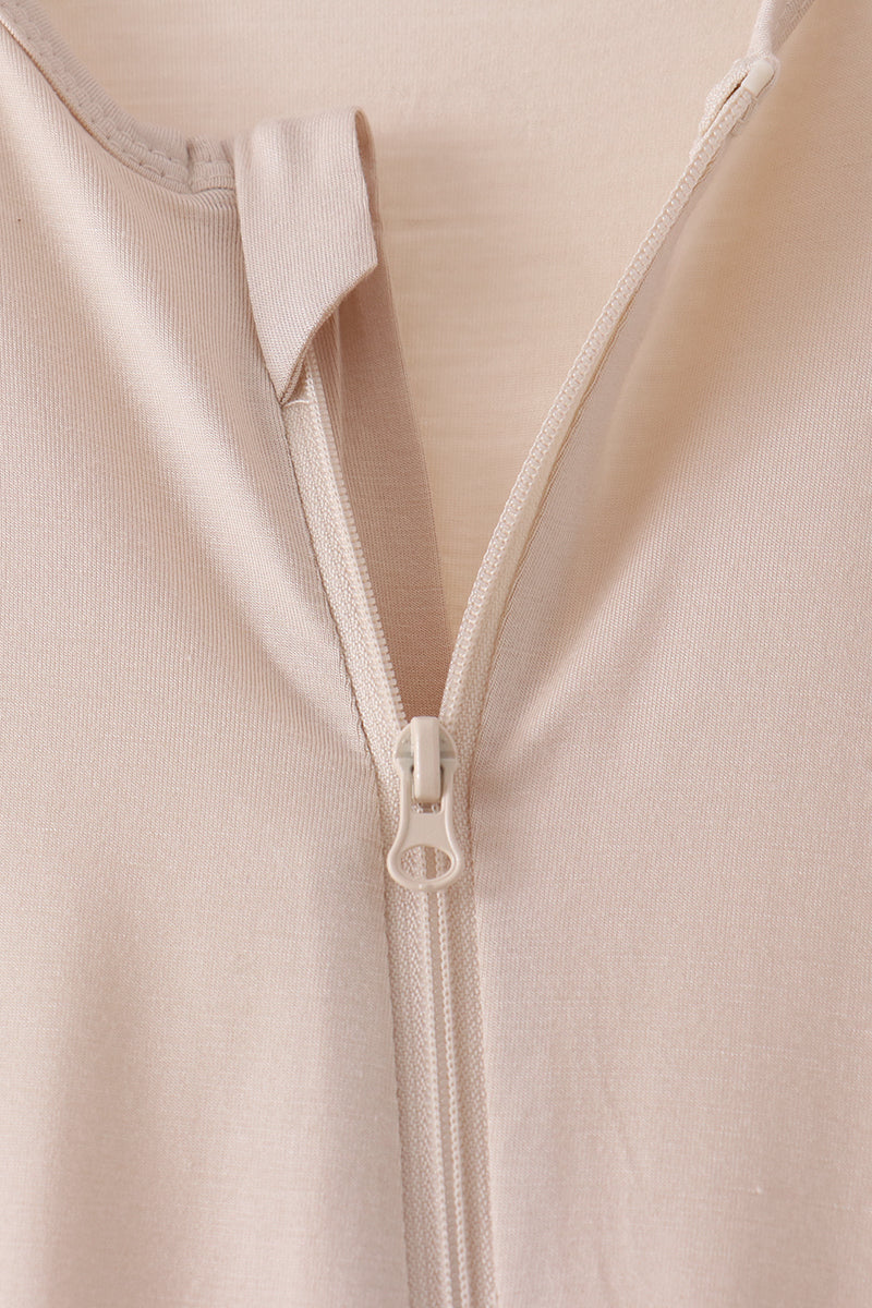 Zipper bamboo romper - Beige