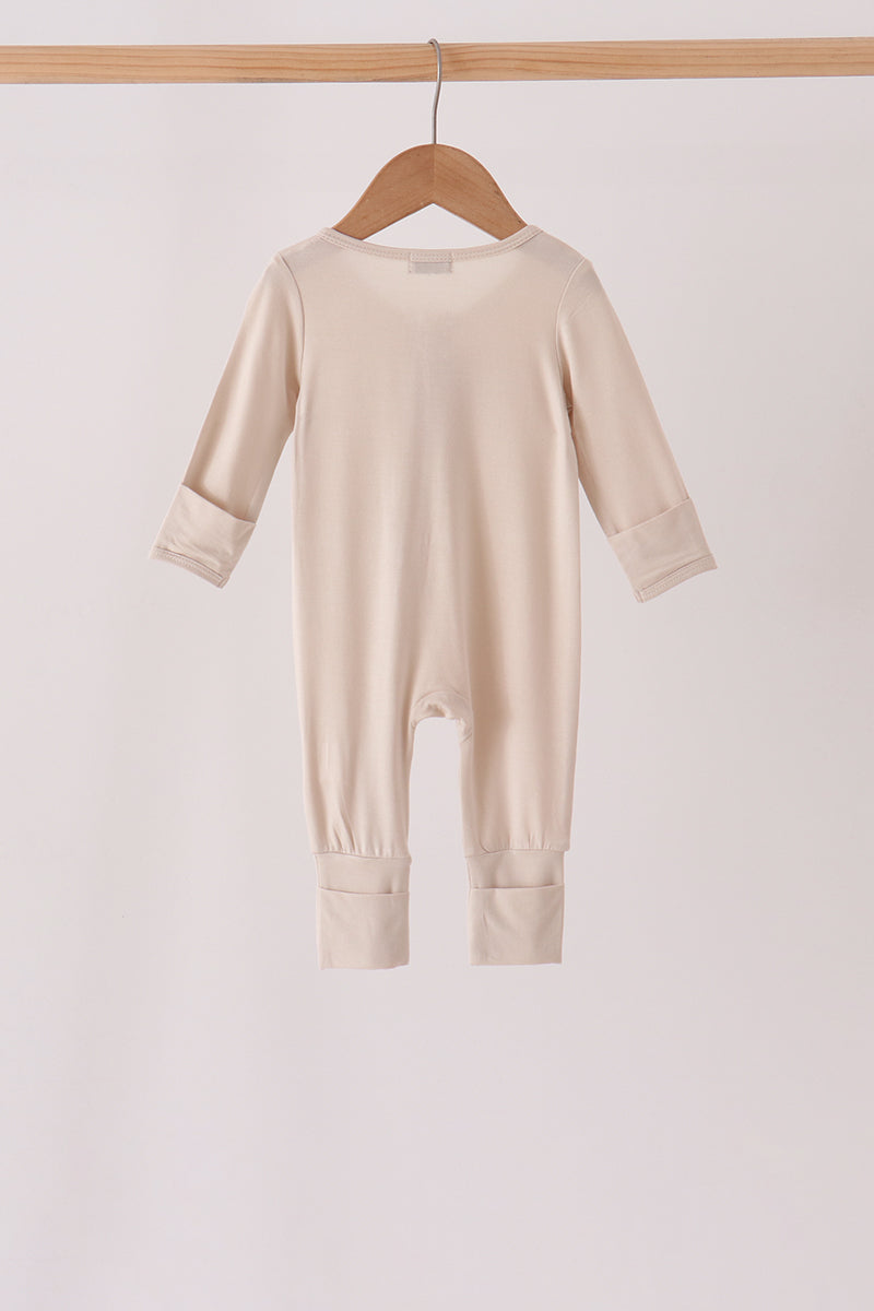 Zipper bamboo romper - Beige