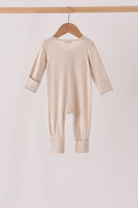 Zipper bamboo romper - Beige