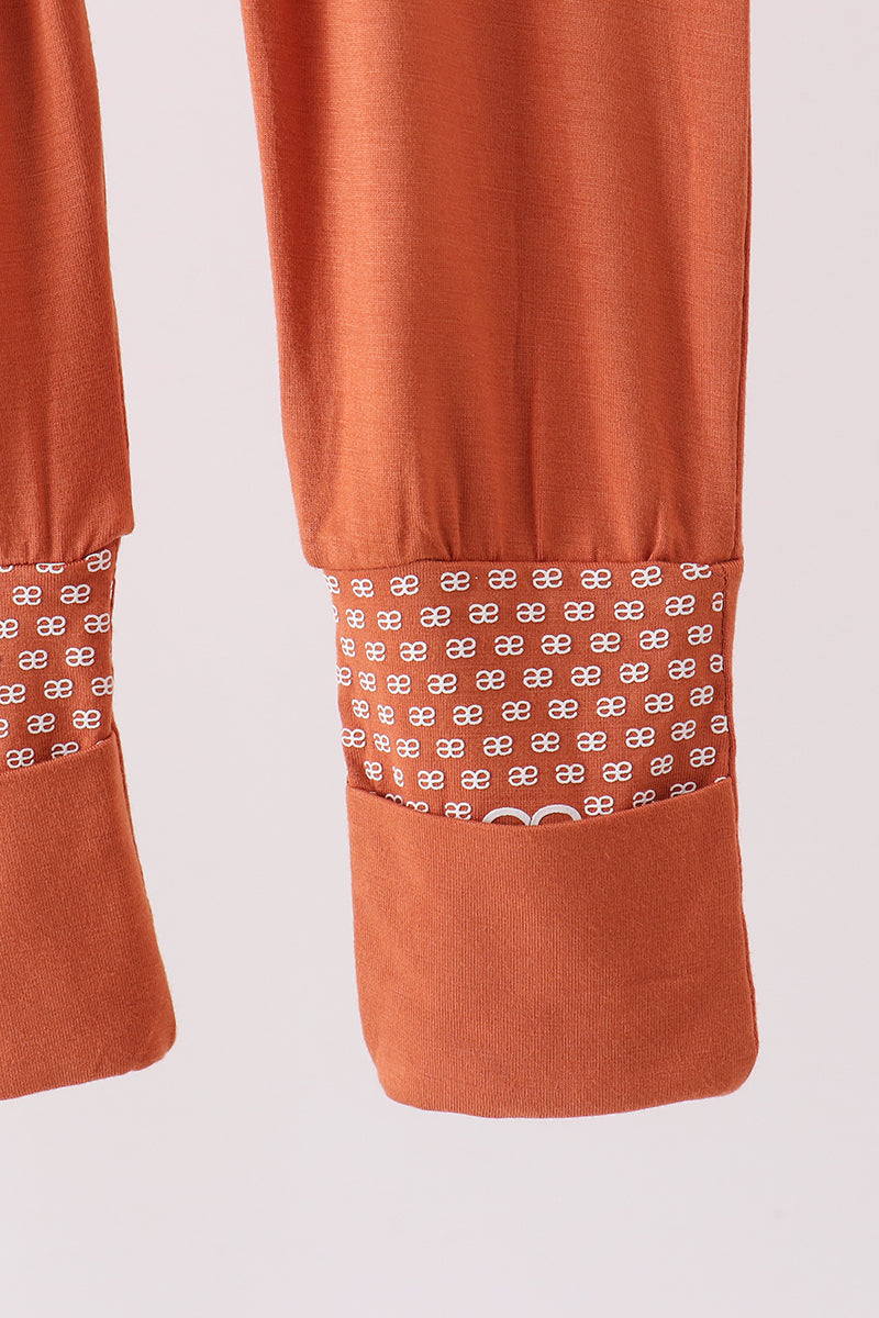 Zipper bamboo anti-slip romper - Caramel