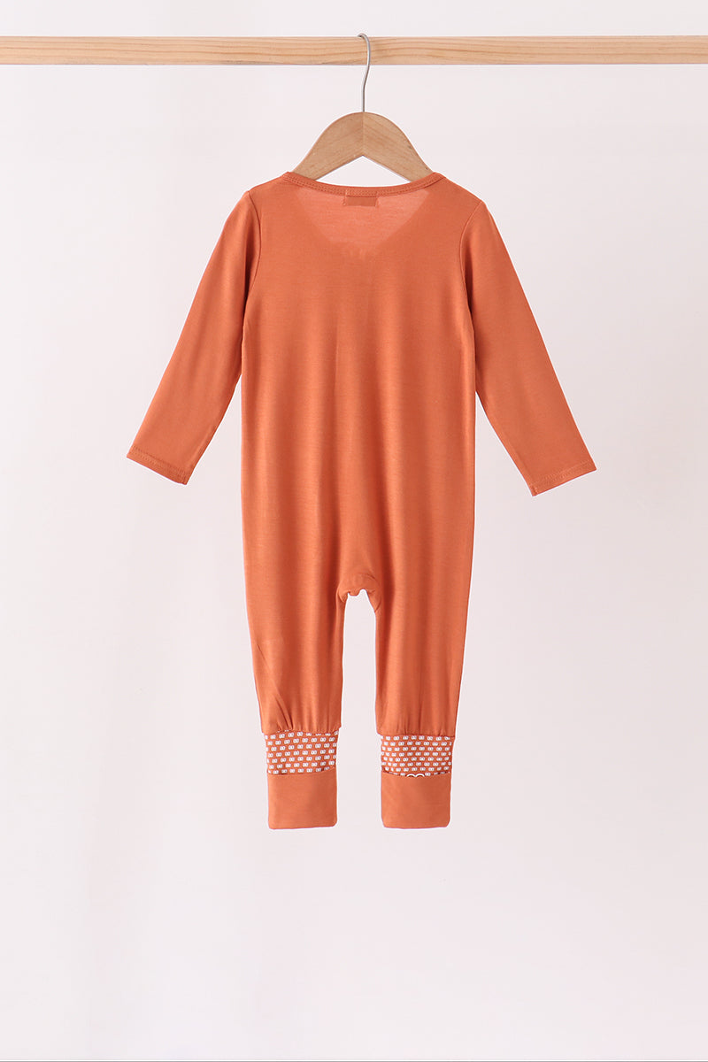 Zipper bamboo anti-slip romper - Caramel