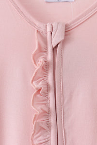 Pink ruffle zipper bamboo anti-slip romper – view 3