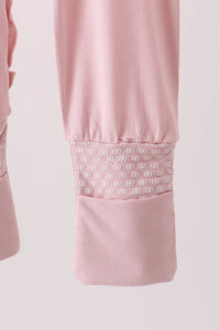 Pink ruffle zipper bamboo anti-slip romper – view 5