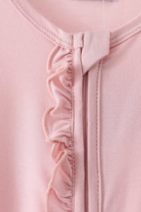 Pink ruffle zipper bamboo romper – view 2