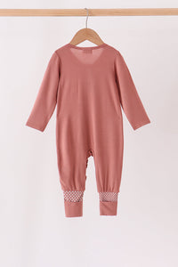 Dusty rose ruffle zipper bamboo anti-slip romper – view 5