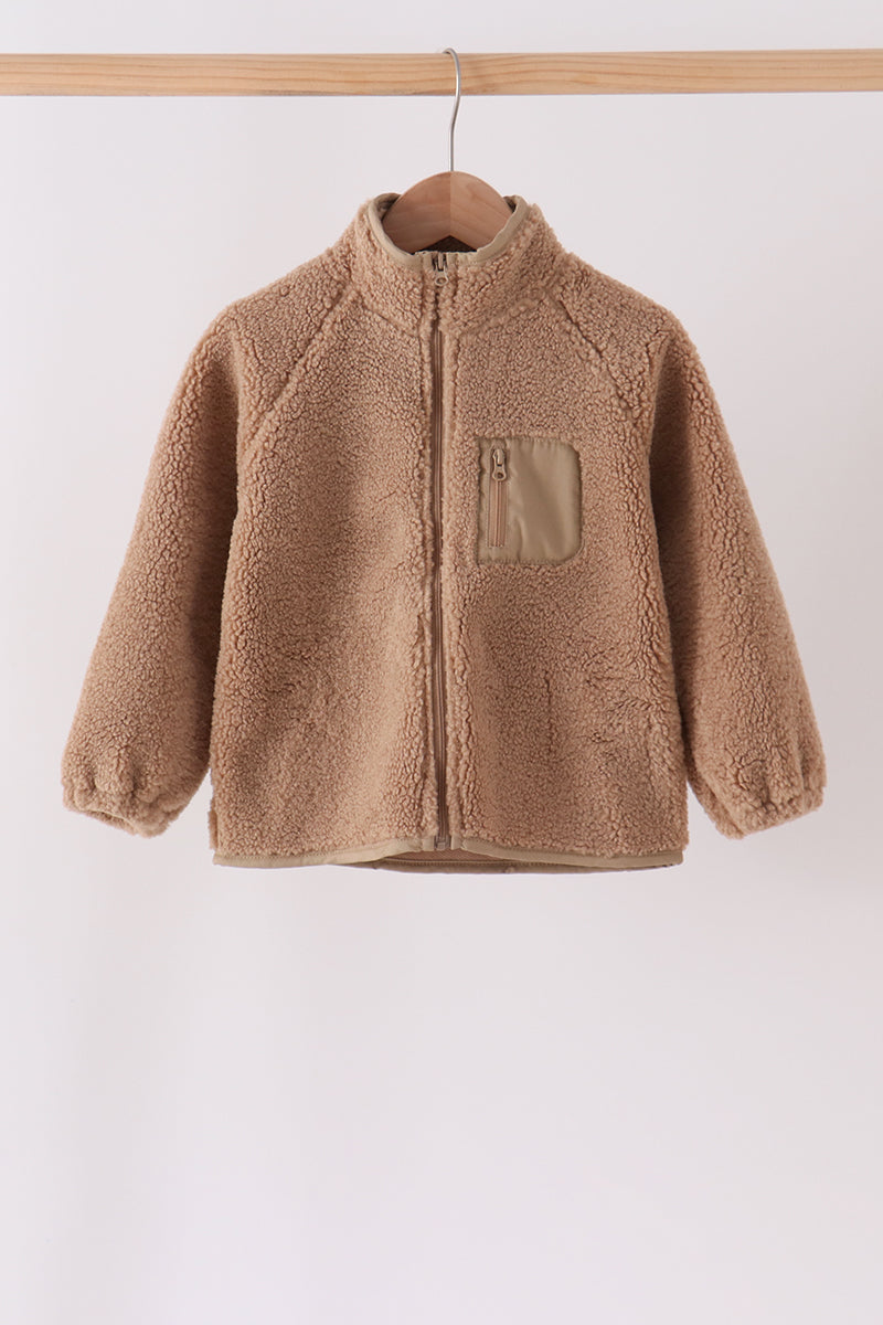 Fleece zipper jacket - Beige