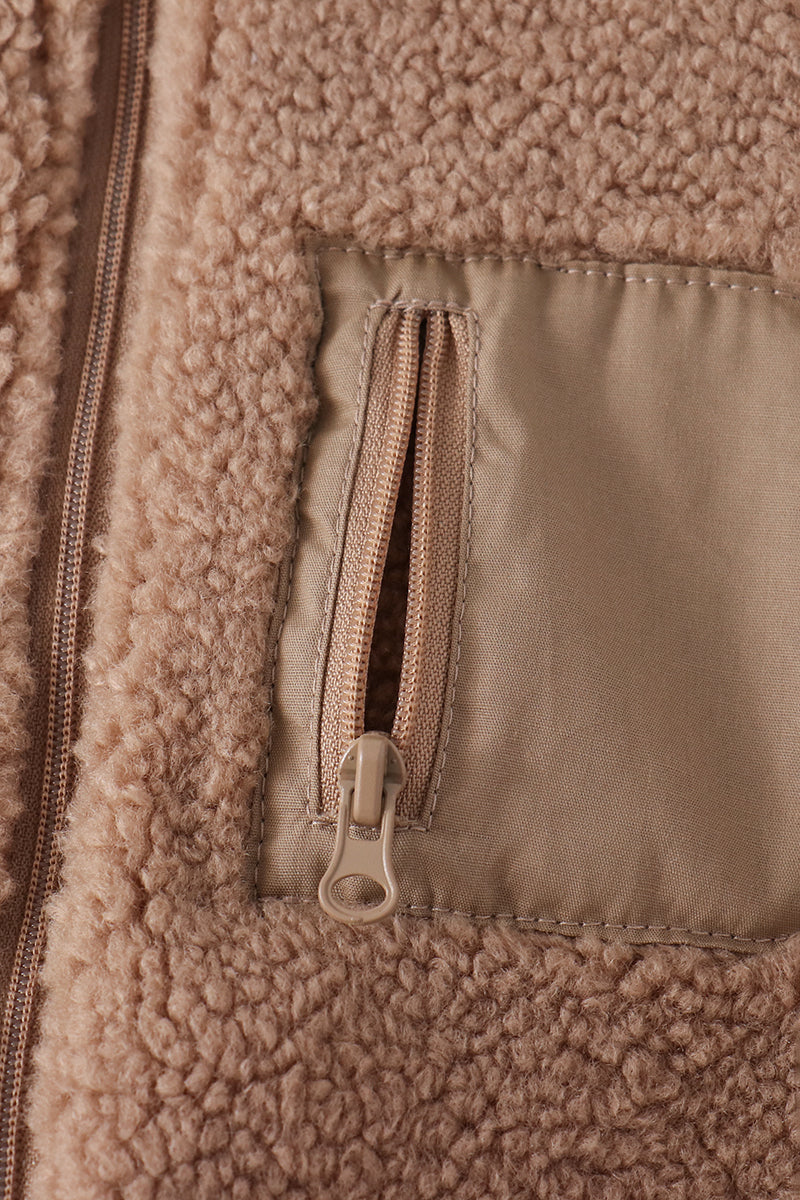 Fleece zipper jacket - Beige