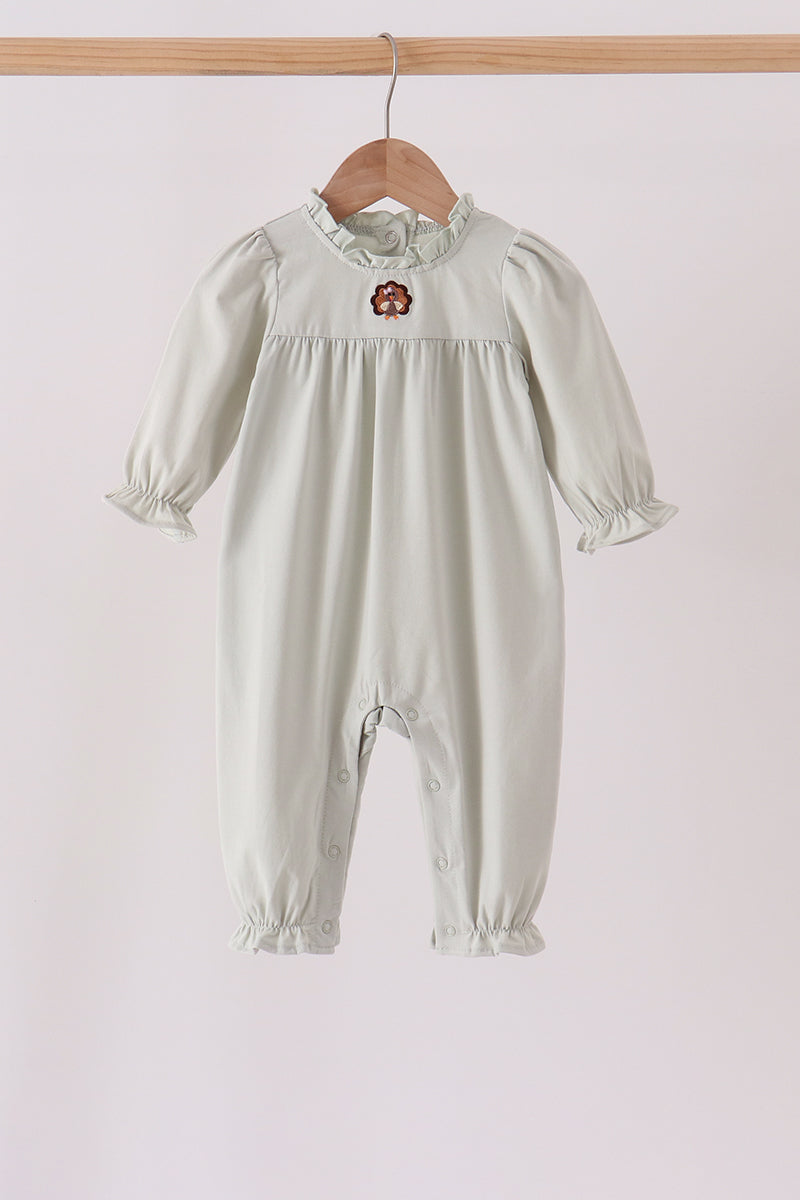 Turkey embroidery ruffle romper