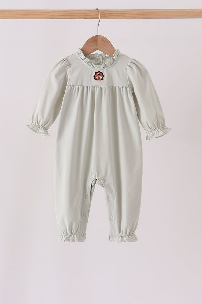 Turkey embroidery ruffle romper