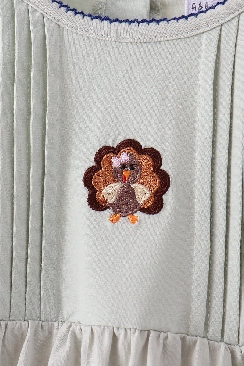 Turkey embroidery ruffle pants set