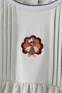 Turkey embroidery ruffle pants set