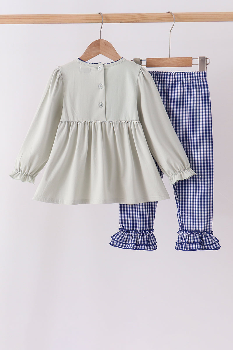 Turkey embroidery ruffle pants set