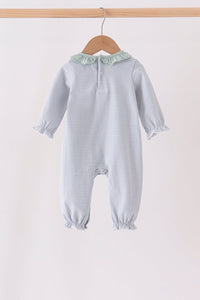 Turkey embroidery ruffle stripe romper