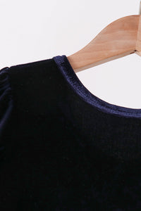 Navy velvet bow dress