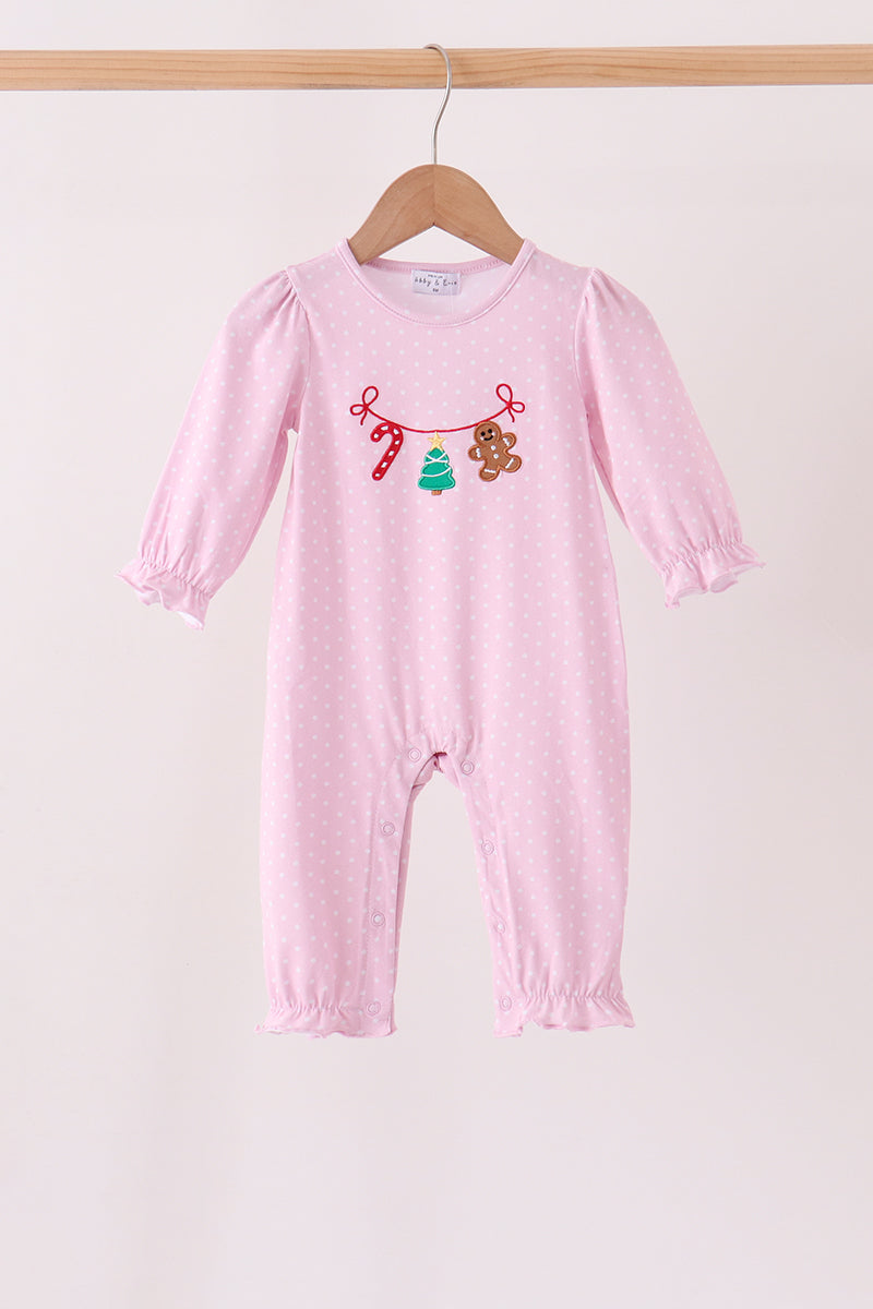 Gingerbread embroidery romper