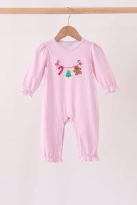 Gingerbread embroidery romper