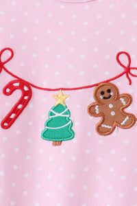 Gingerbread embroidery romper